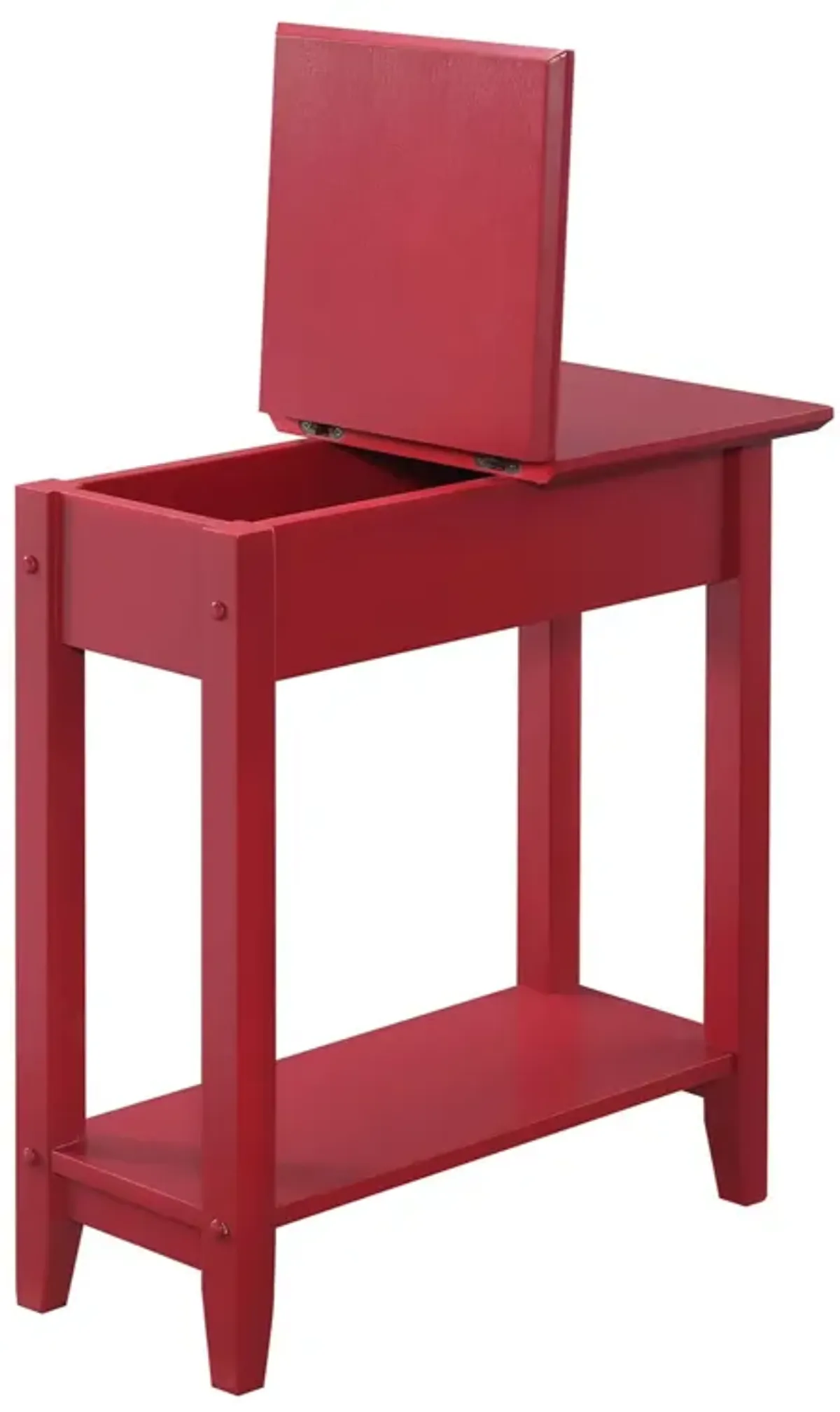 Convenience Concepts American Heritage Flip Top End Table with Shelf, 23", Cranberry Red