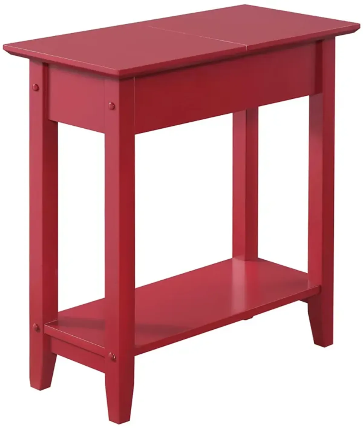 Convenience Concepts American Heritage Flip Top End Table with Shelf, 23", Cranberry Red