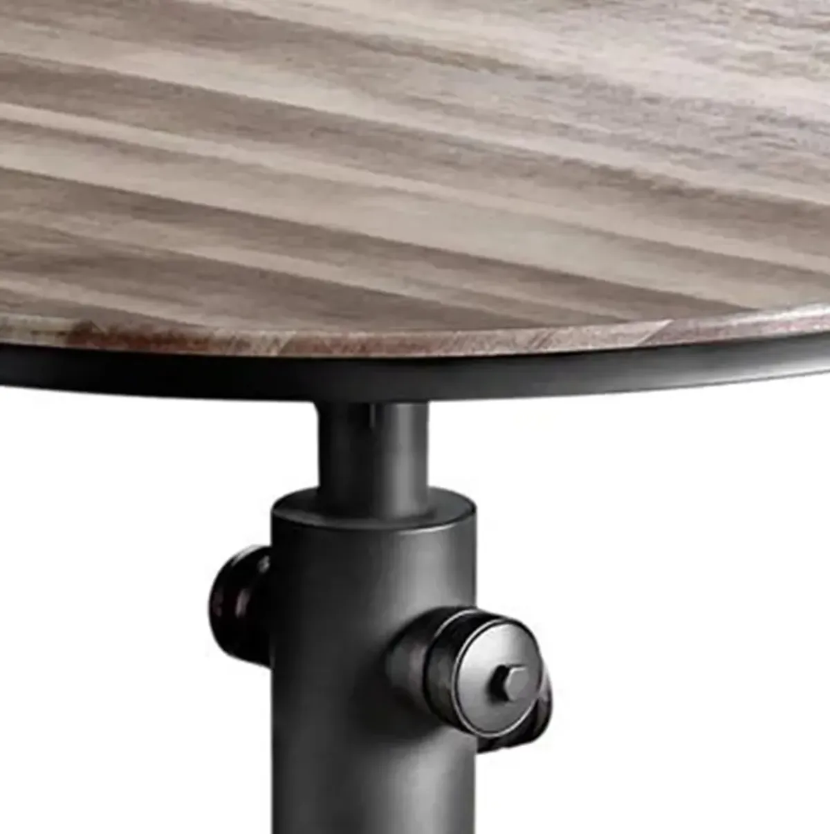 Metal Counter Height Dining Table with Fire Hydrant Inspired Base, Gray-Benzara