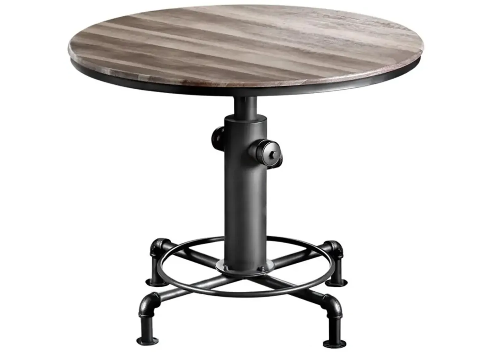 Metal Counter Height Dining Table with Fire Hydrant Inspired Base, Gray-Benzara