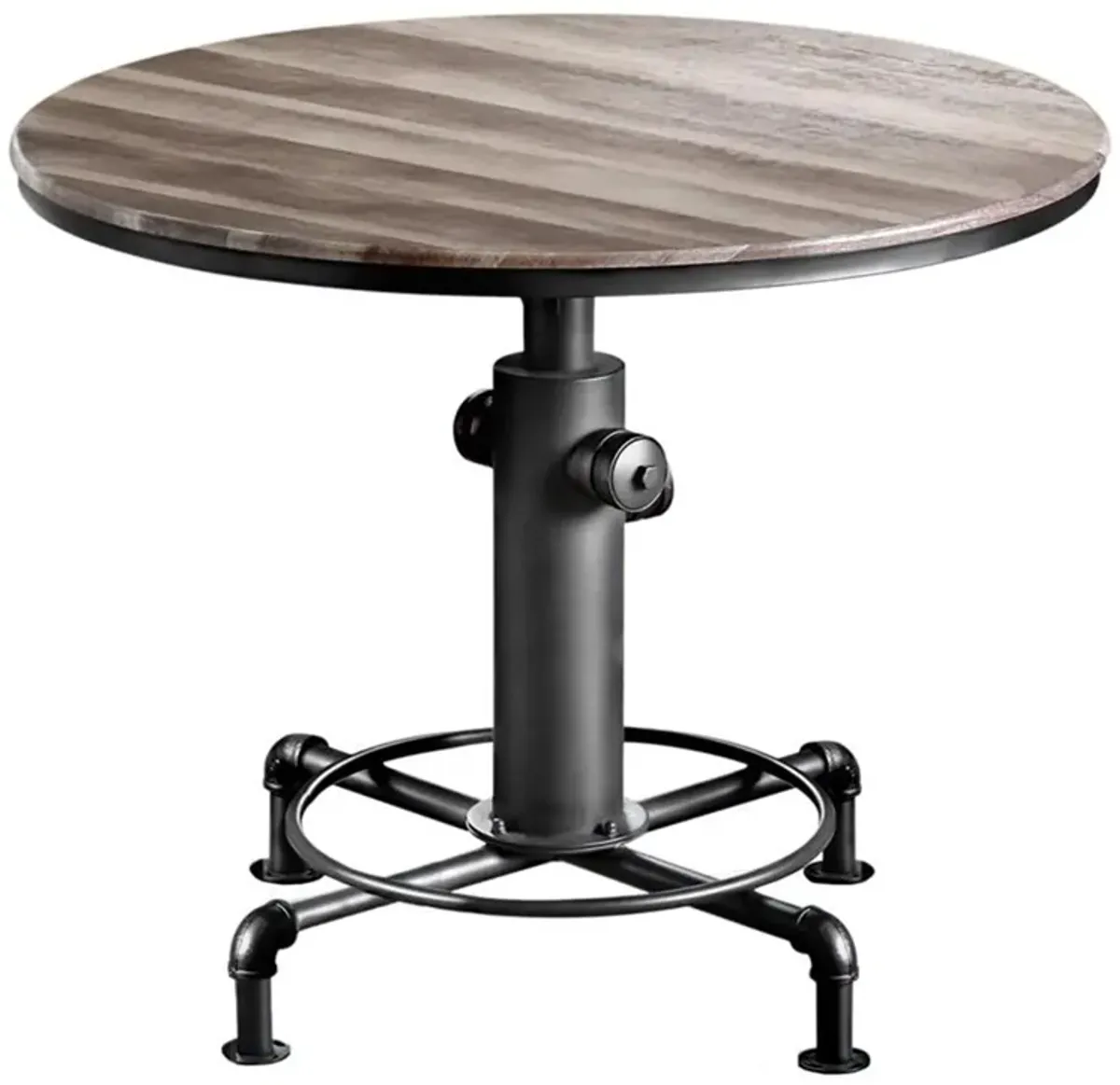 Metal Counter Height Dining Table with Fire Hydrant Inspired Base, Gray-Benzara