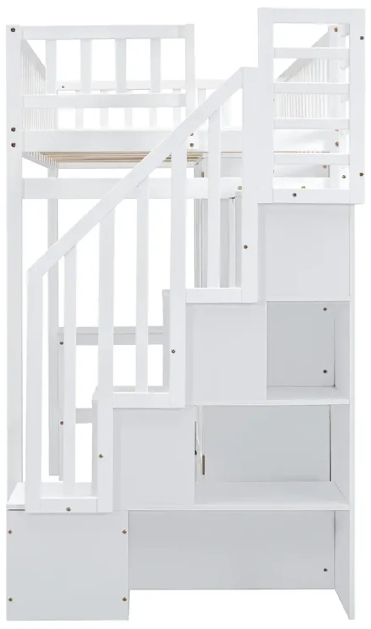 Merax Loft Bed with Bookshelf and Wardrobe