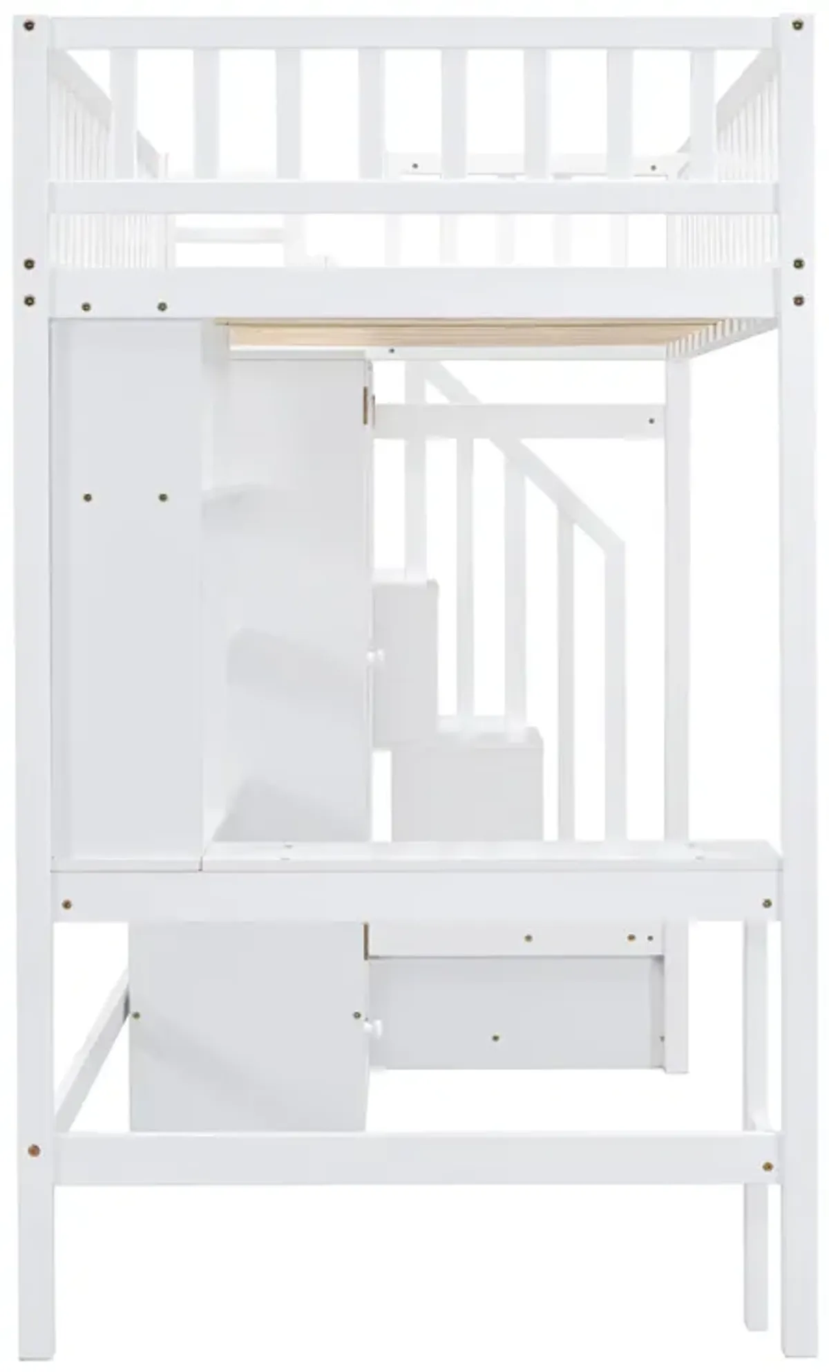 Merax Loft Bed with Bookshelf and Wardrobe