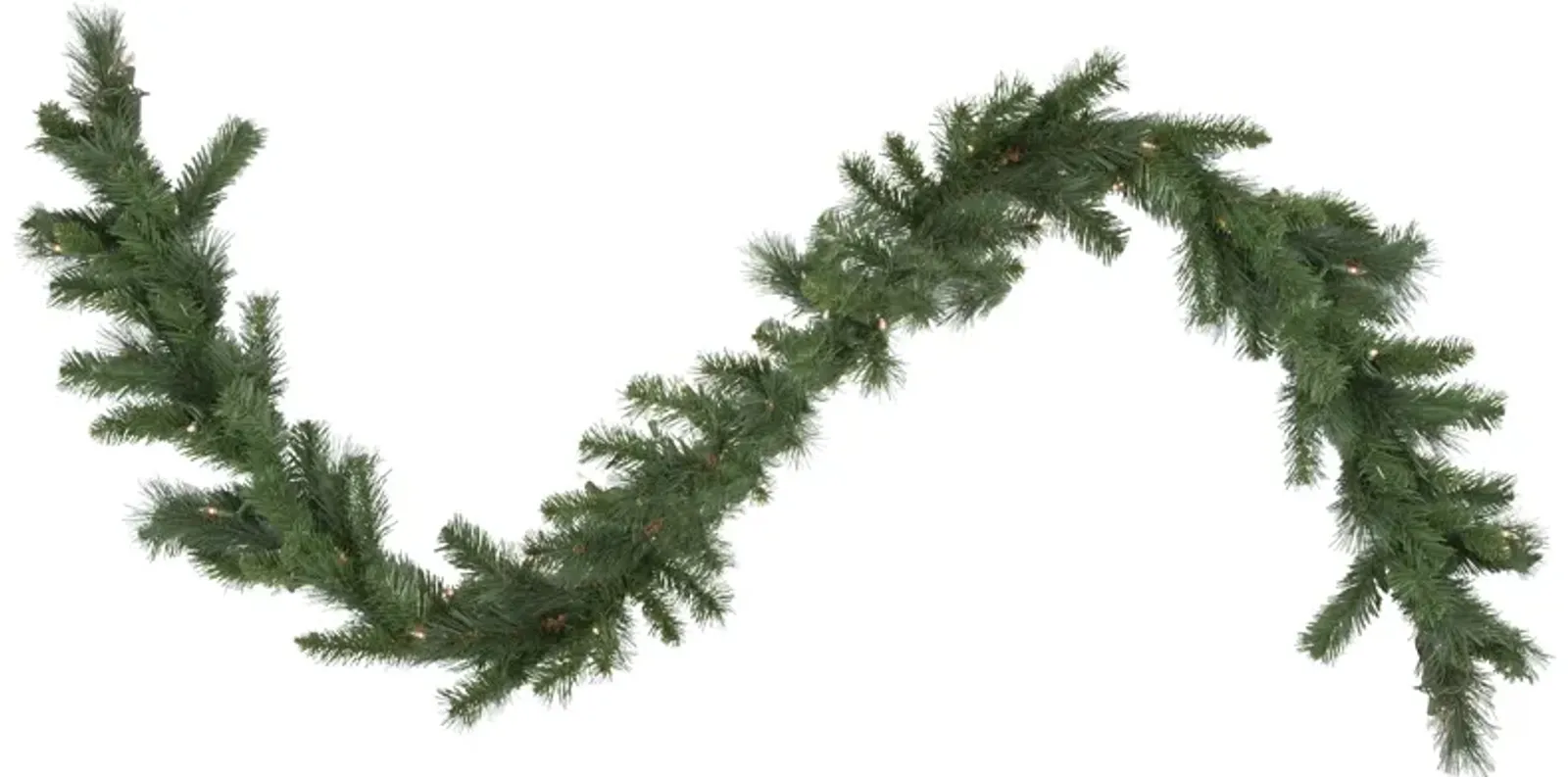 9' x 12" Green Pre-Lit Beaver Pine Artificial Christmas Garland  Clear Lights