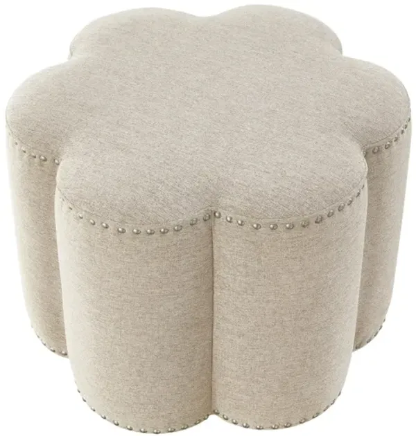 Hivvago 25" Light Beige 100% Linen Specialty Ottoman