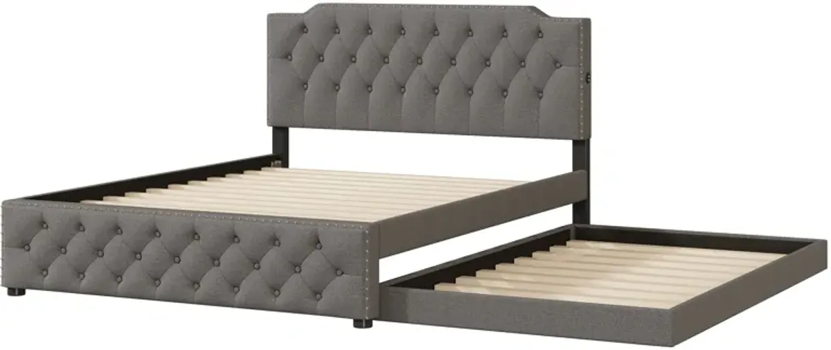 Merax Upholstered Platform Bed with USB Ports