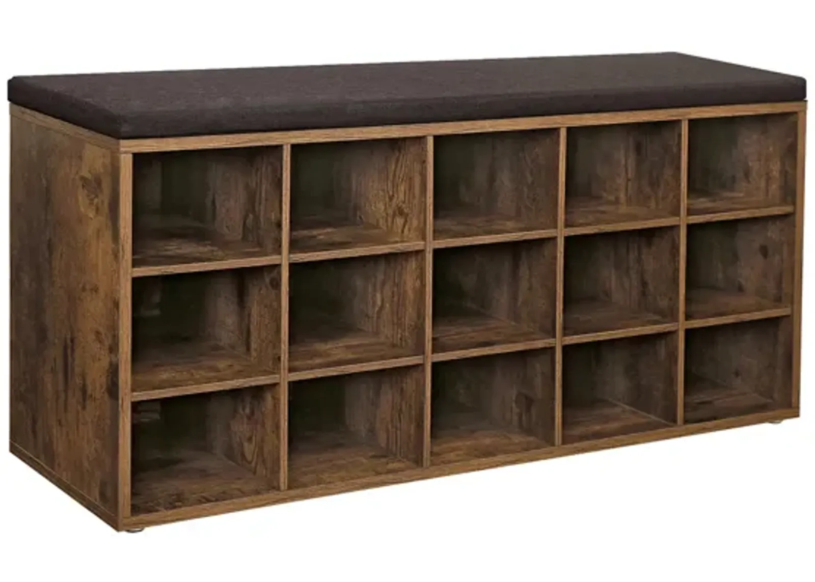 Shoe Bench with Cushion - 15-Cube Storage Bench for Entryway Organization