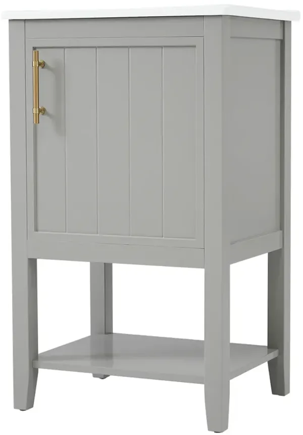 Modern Bathroom Vanity with Sink, Soft-Close Door, and Open Shelf Rack