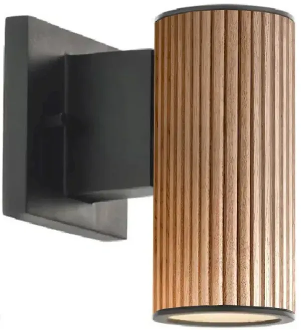 NOVA OF CALIFORNIA Tambo Wall Sconce - Natural Ash Wood Finish, Weathered Brass, Dimmer