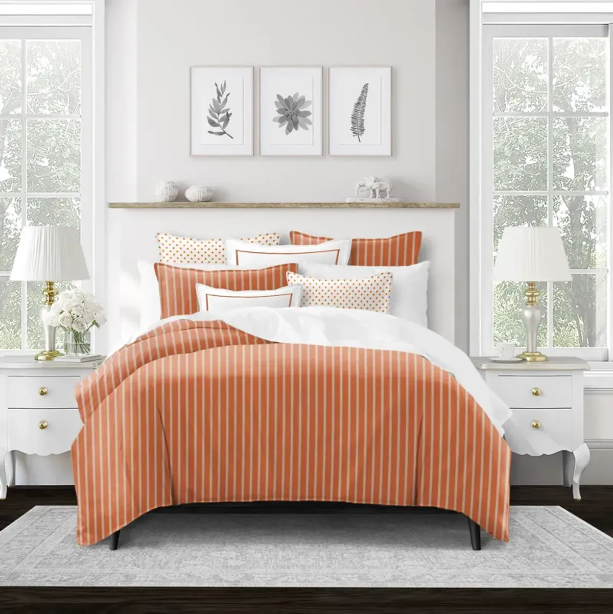 6ix Tailors Fine Linens Skipper Tangerine Duvet Cover Set