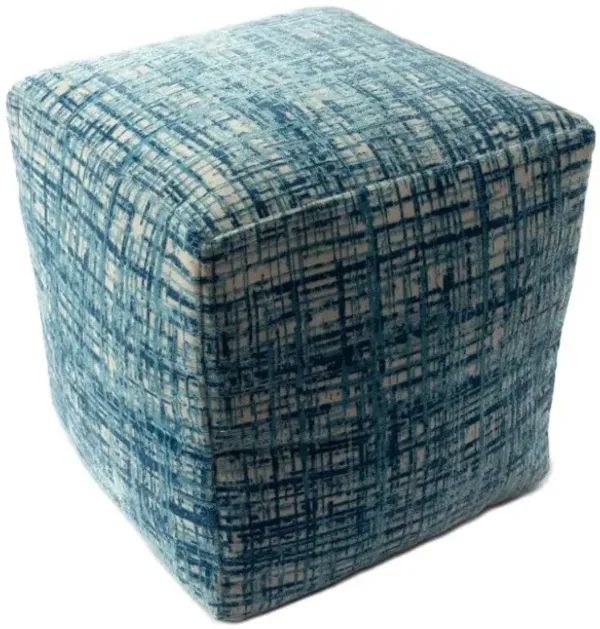 Hivvago 18 Inch Blue Abstract Pouf Ottoman