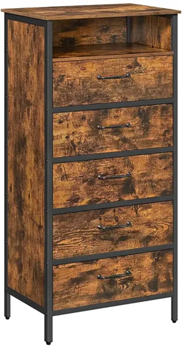 Hivvago Rustic Brown Chest of Drawers with Shelf