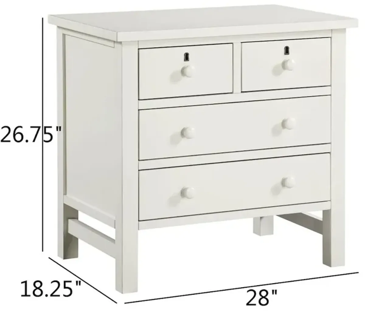 Greenwich 4-drawer Storage Nightstand - Antique White