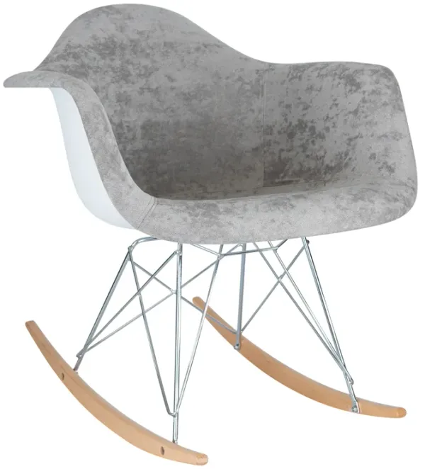 LeisureMod Wilson Twill Fabric Eiffel Rocking Chair