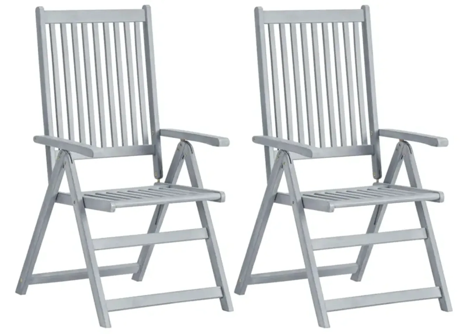 vidaXL Garden Reclining Chairs 2 pcs Gray Solid Acacia Wood