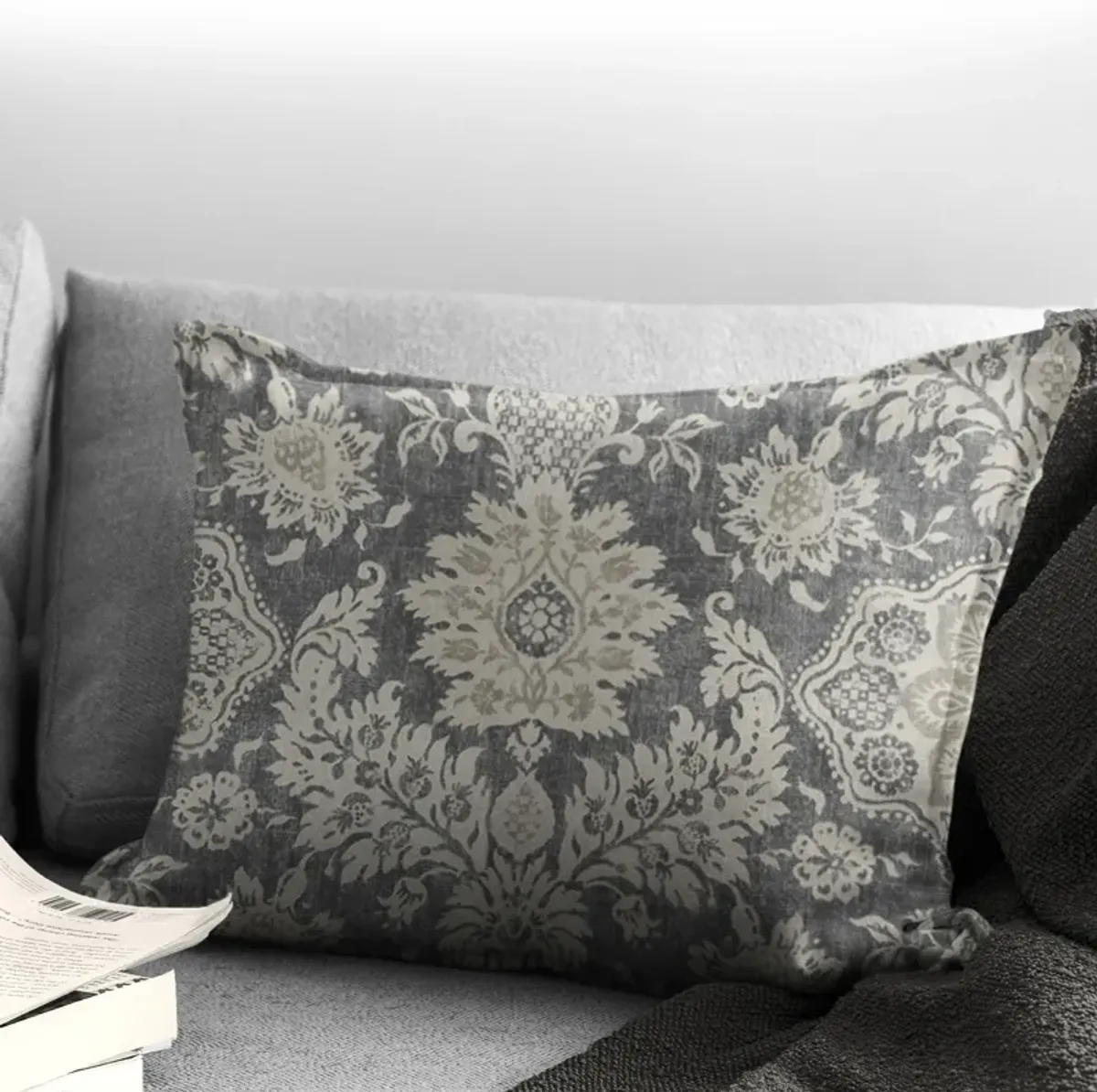 6ix Tailors Fine Linens Osha Mocha/Charcoal Decorative Throw Pillows