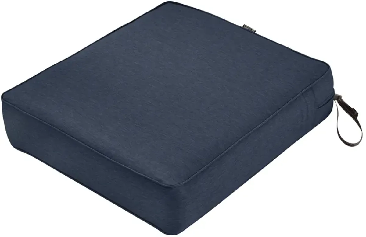 Classic Accessories Montlake FadeSafe Water-Resistant 25 x 27 x 5 Inch Outdoor Chair Cushion, Heather Indigo Blue, Outdoor Chair Cushions, Patio Chair Cushions, Patio Cushions