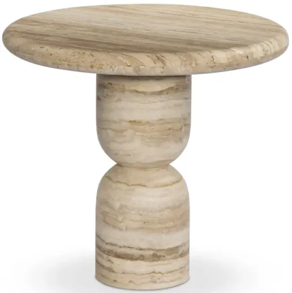 Figueroa Light Beige Travertine End Table