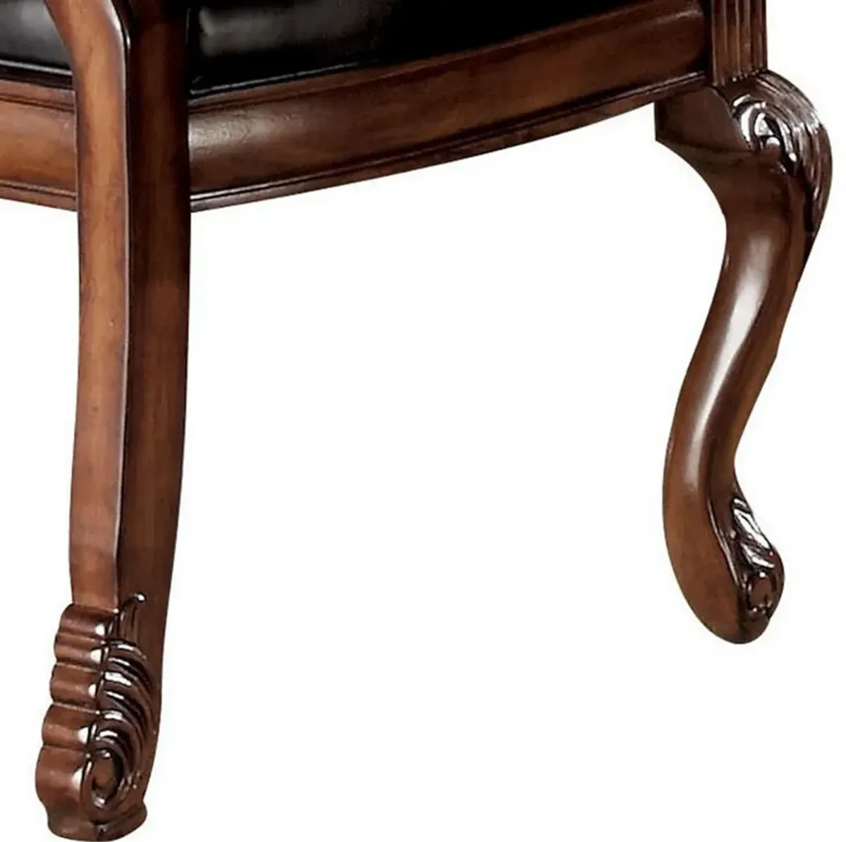 Loki 28 Inch Dining Chair, Nailhead Trim, Faux Leather, Set of 2, Brown-Benzara