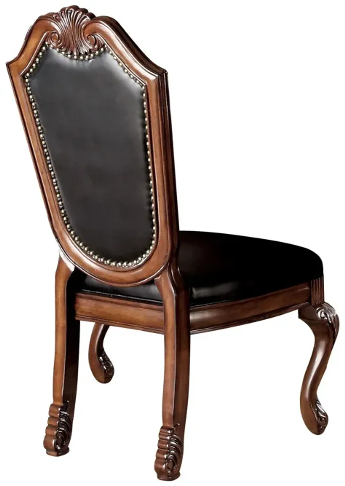 Loki 28 Inch Dining Chair, Nailhead Trim, Faux Leather, Set of 2, Brown-Benzara