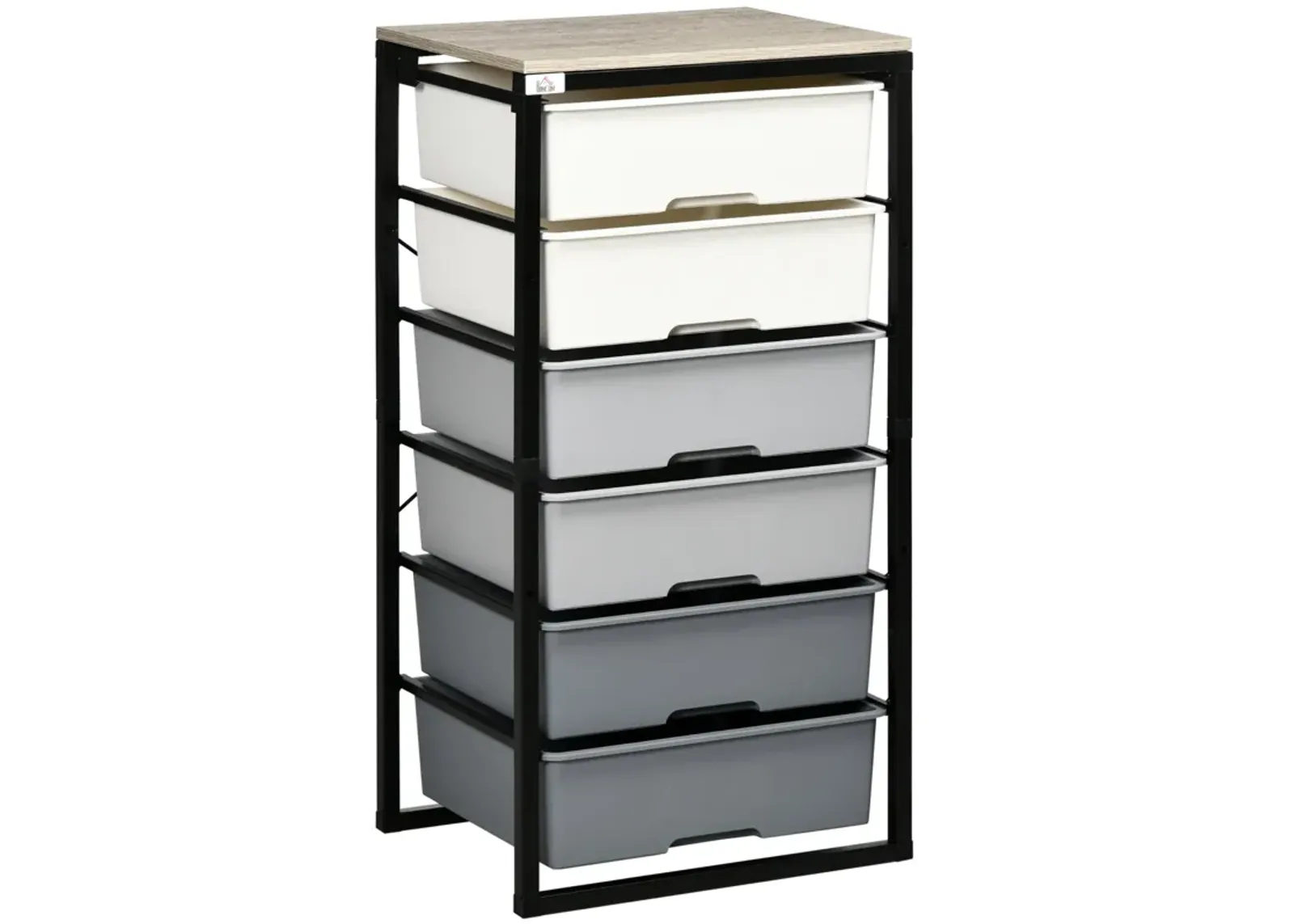 Grey Bedroom Organizer: 6-Drawer Chest with Steel Frame