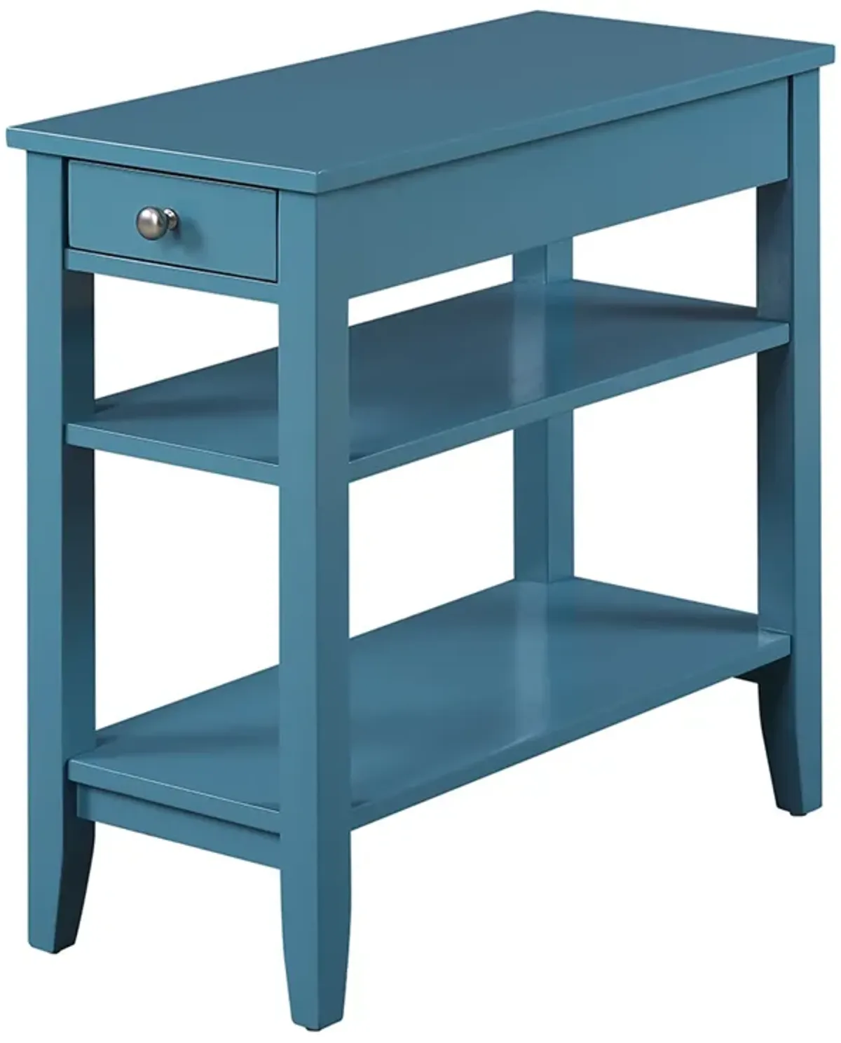 Convenience Concepts American Heritage 1 Drawer Chairside End Table with Shelves, 23.5"L x 11.25"W x 24"H, Blue