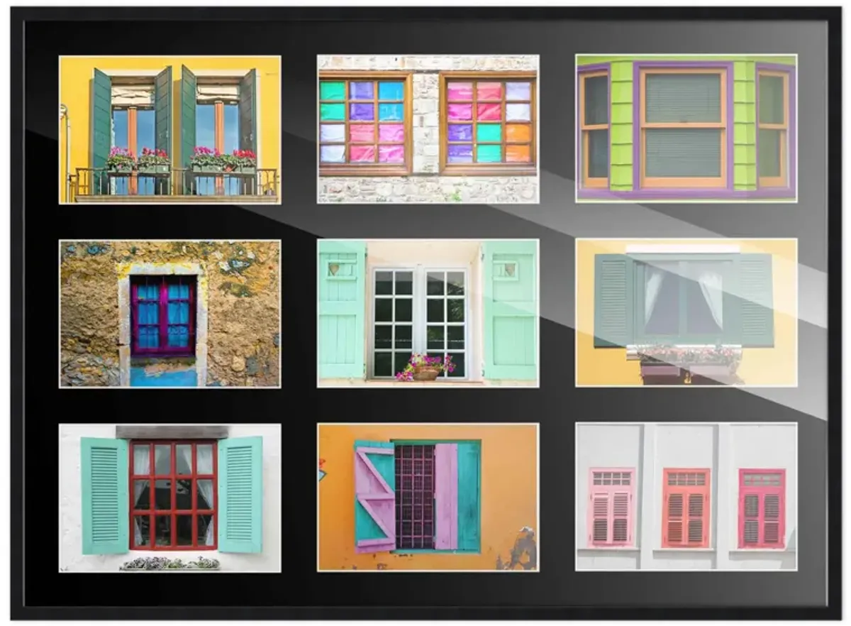 14.5x20.5 Wood Collage Frame with Black Mat For 9 4x6 Pictures