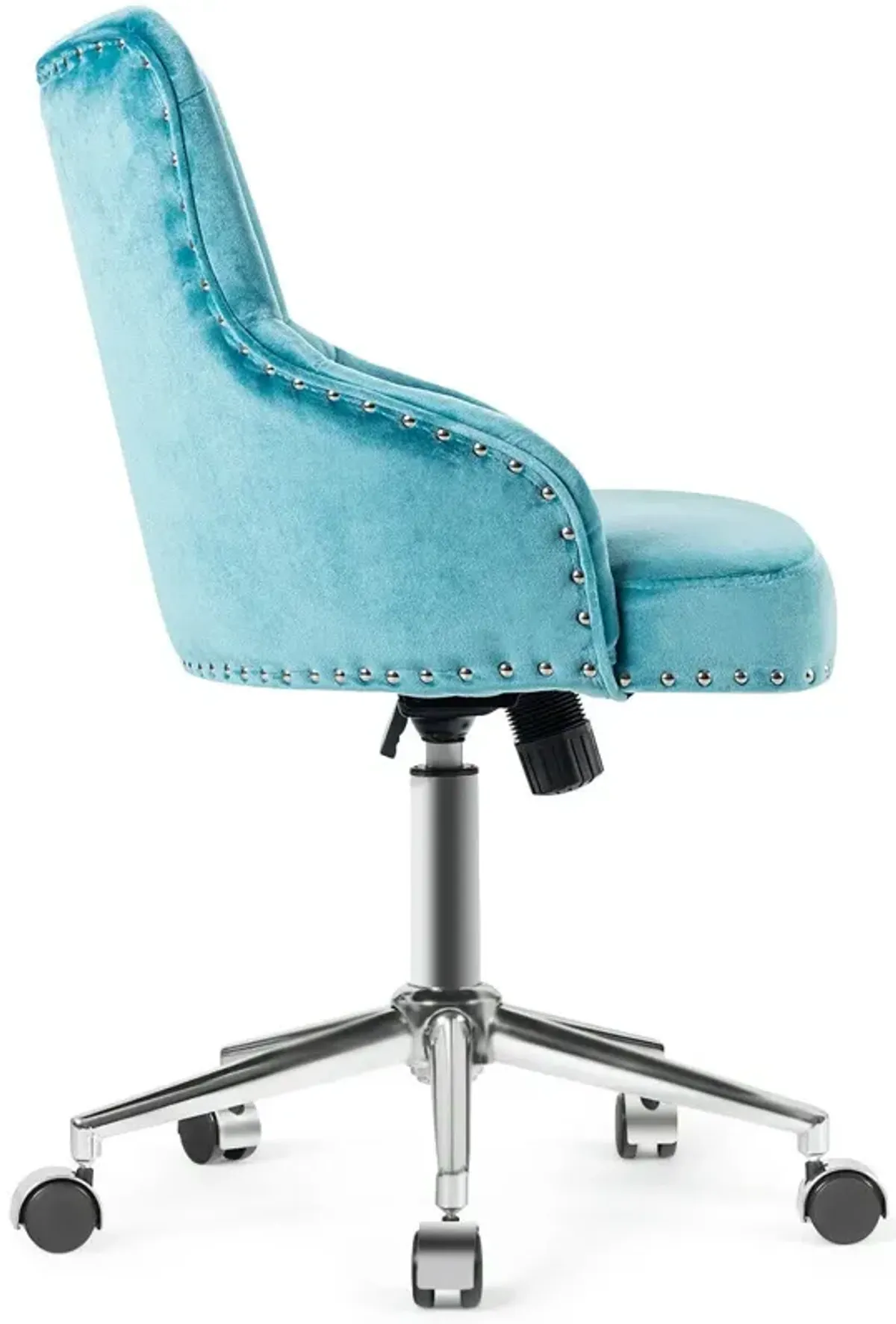 Tufted Upholstered Swivel Computer Desk Chair with Nailed Trim