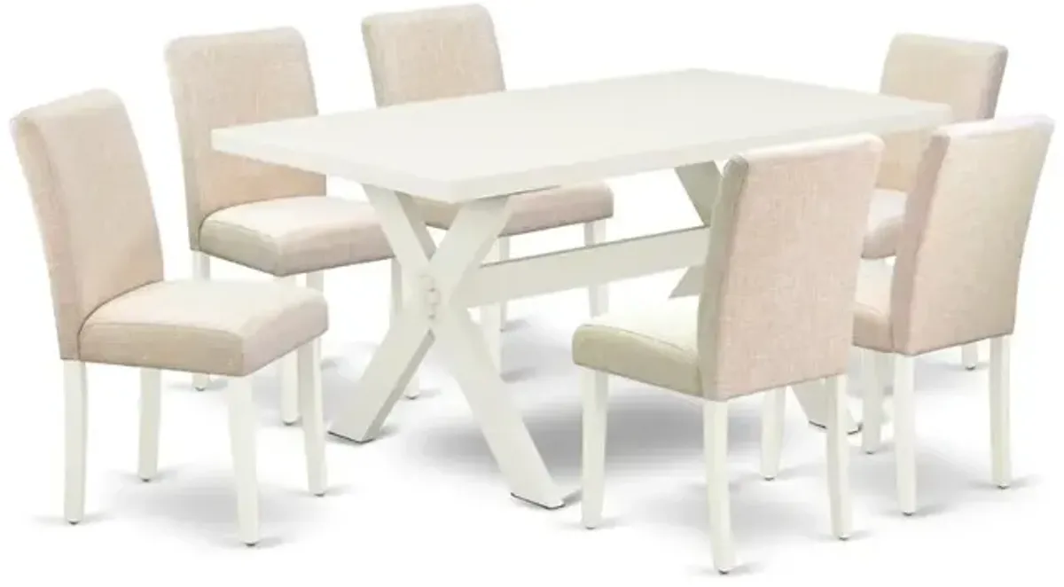 East West Furniture X026aB202-7 - 7-Piece Dinette Set - 6 Parson Chairs and a Rectangular Dinette Table Hardwood Structure