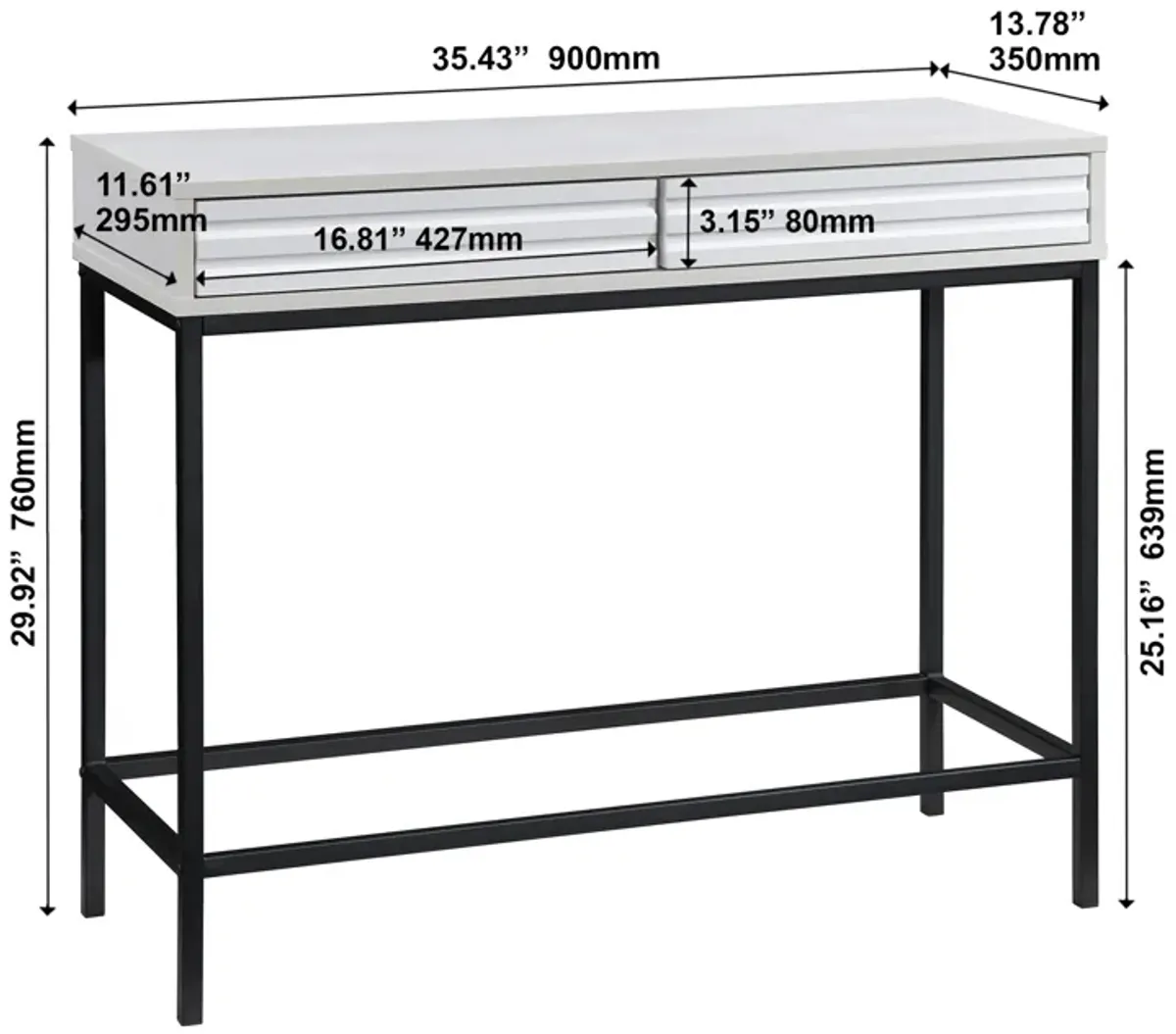 Casimo 35.43 in. Rectangular Engineer Wood Console Table
