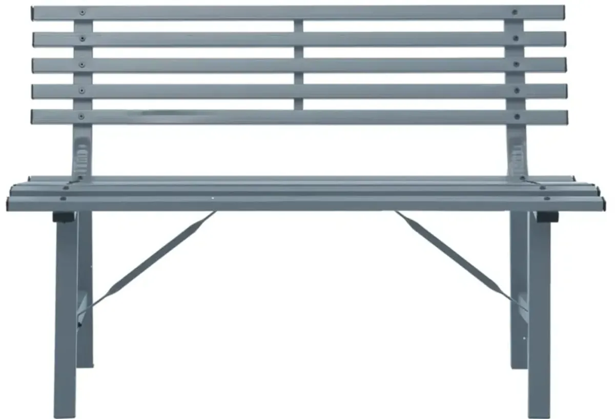 vidaXL Stylish 43.3" Patio Bench in Gray, Durable Powder-Coated Steel, Weather-Resistant Outdoor Furniture, Easy to Assemble, California Proposition 65 Compliant