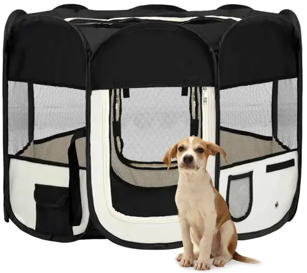 Foldable Dog Playpen with Carrying Bag Blue 35.4"x35.4"x22.8"