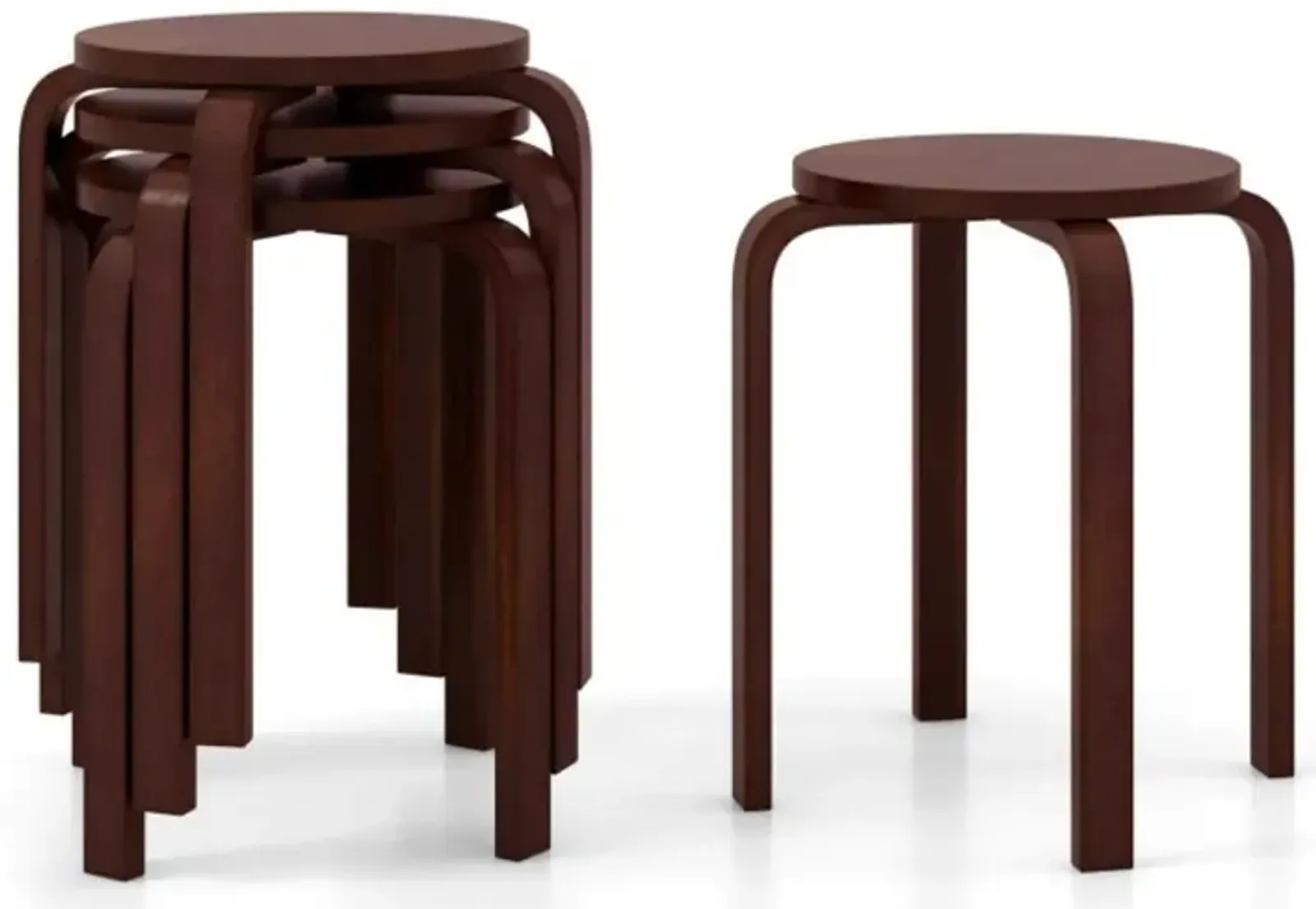 Hivvago Set of 4 18 Inch Stackable Bentwood Dining Chairs with Round Top