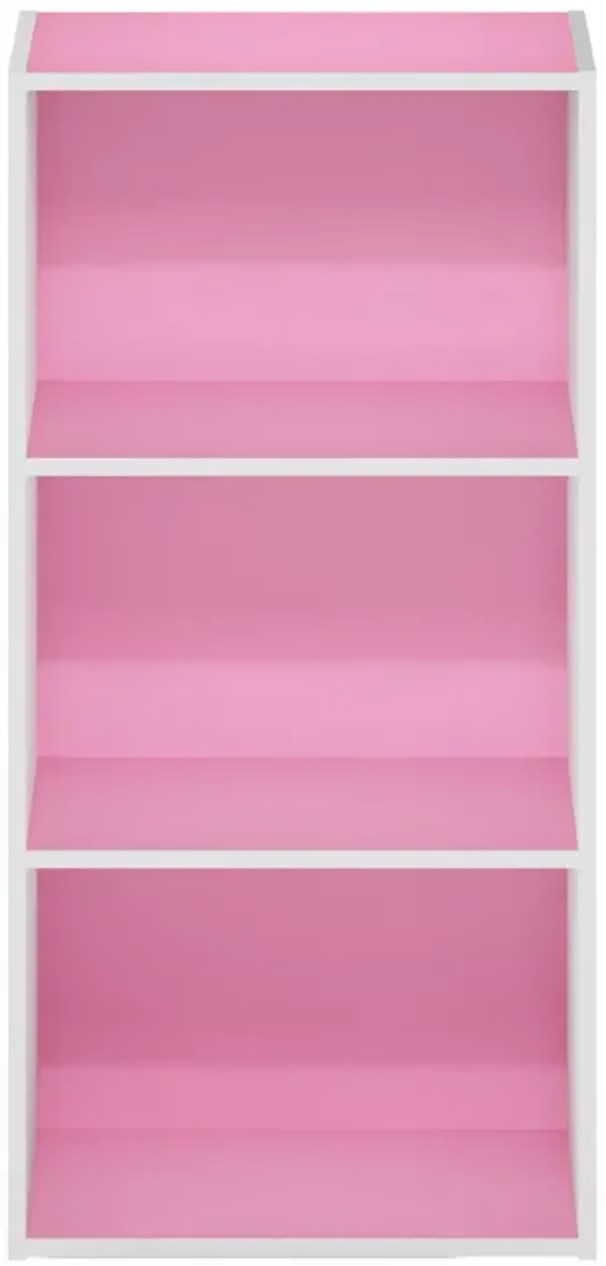 Furinno Luder 3-Tier Open Shelf Bookcase, Pink/White