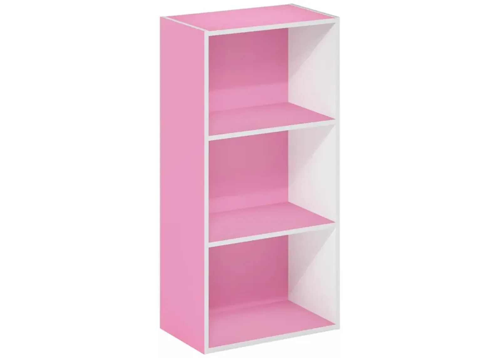 Furinno Luder 3-Tier Open Shelf Bookcase, Pink/White