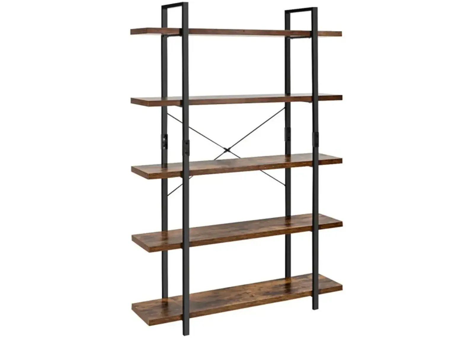 Hivvago 3/5-Tier Industrial Bookcase with Heavy-Duty Metal Frame