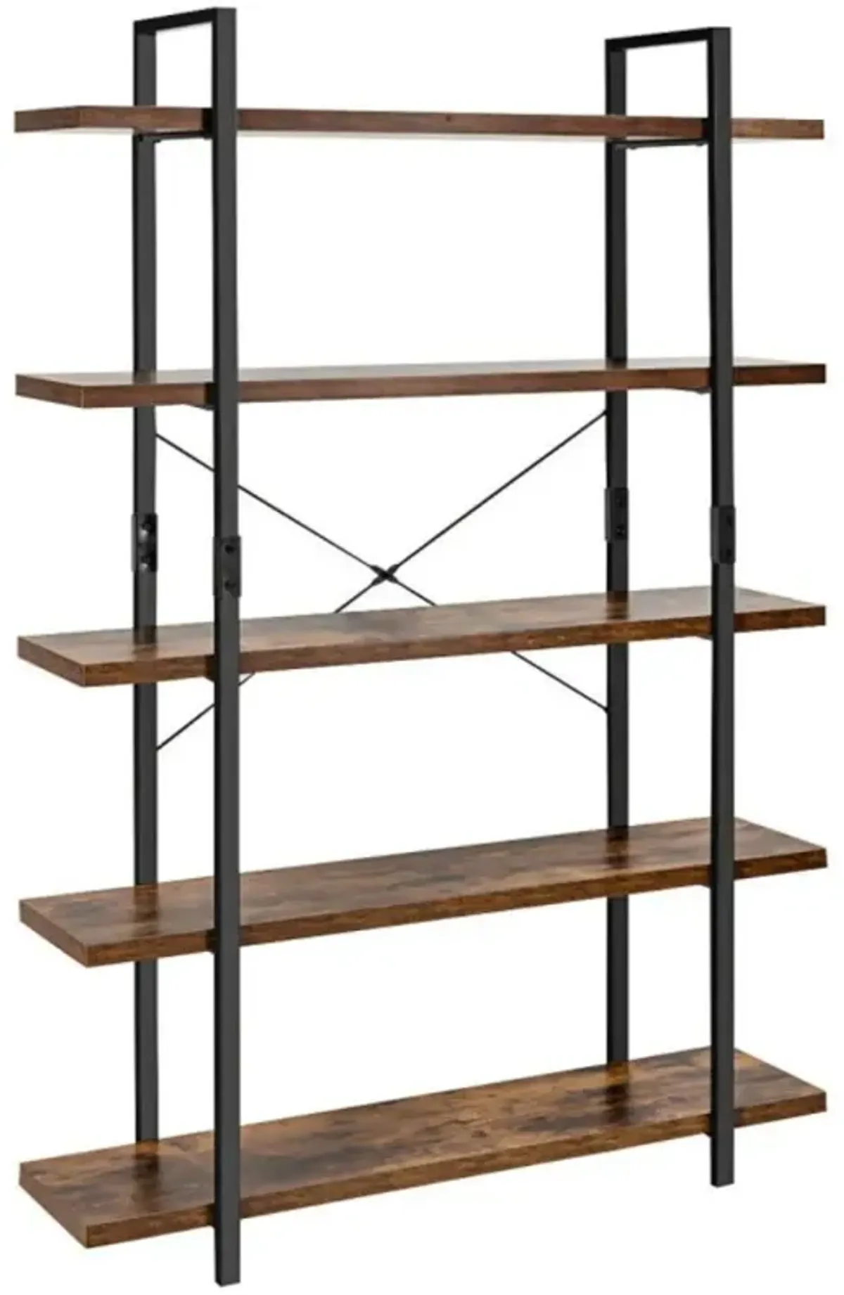 Hivvago 3/5-Tier Industrial Bookcase with Heavy-Duty Metal Frame