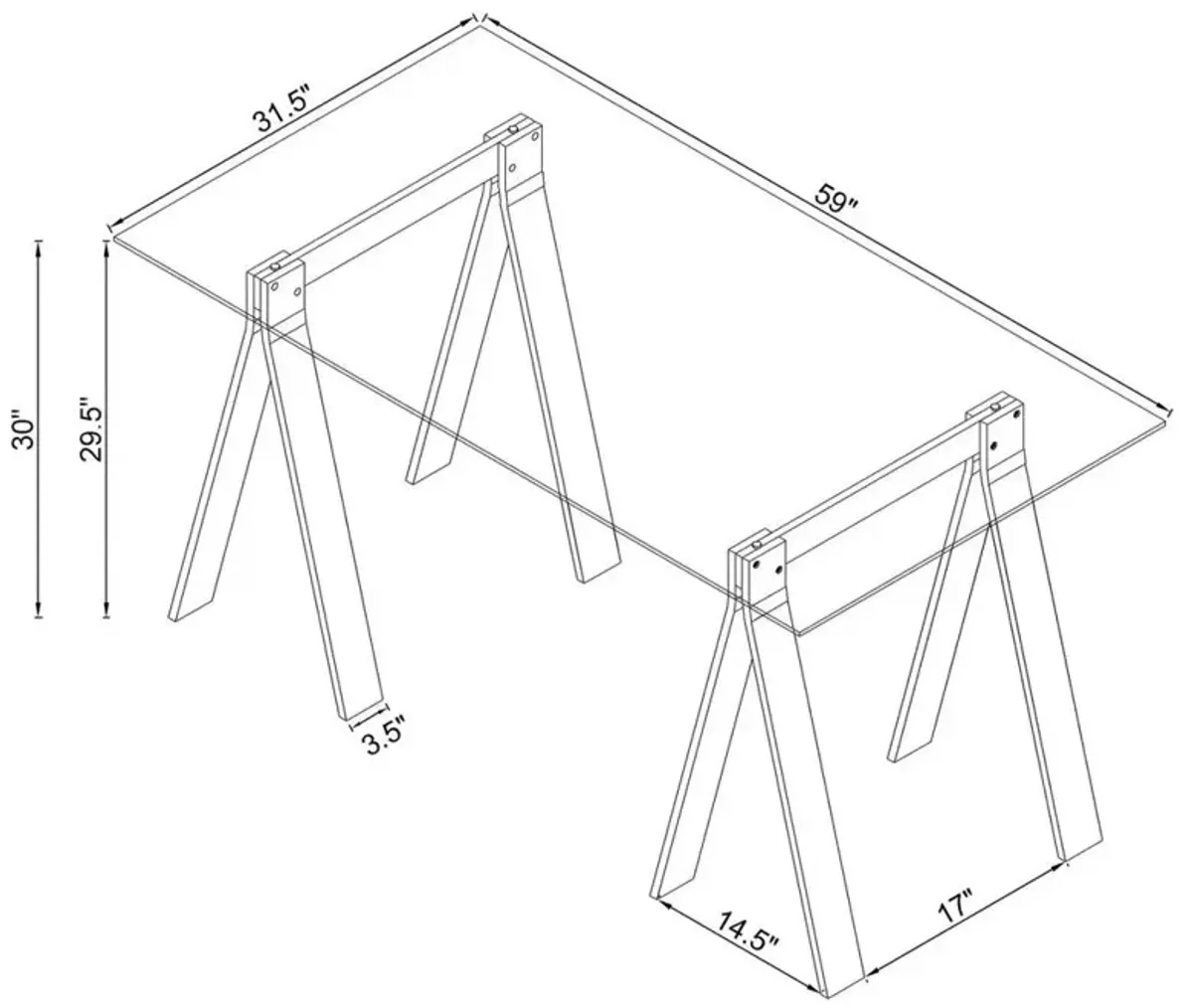 Coaster Co. of America Amaturo Writing Desk with Glass Top Clear