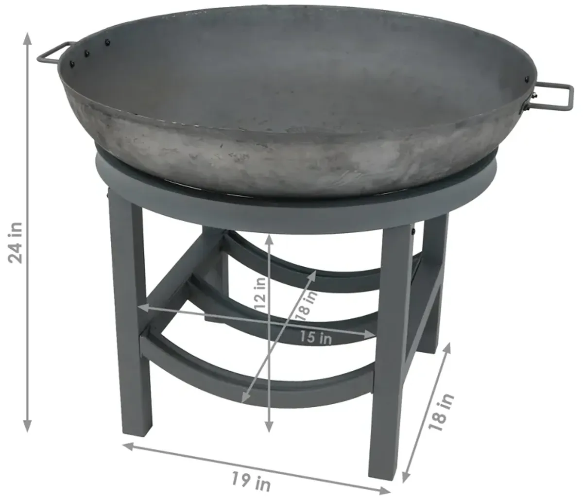 Sunnydaze 30 in Round Cast Iron Fire Pit Bowl with Built-In Log Rack