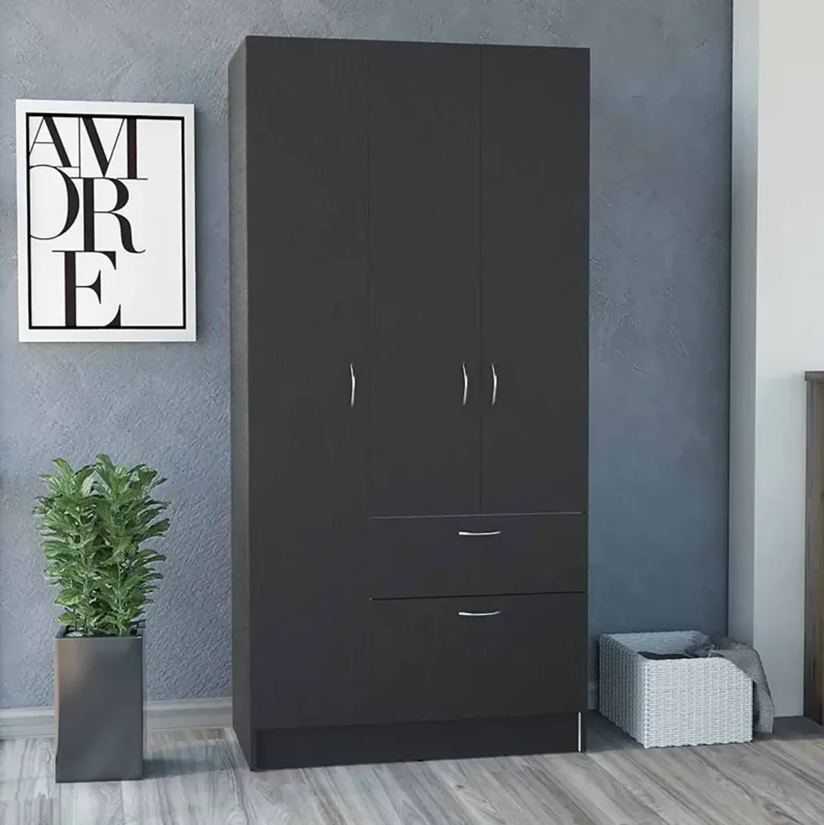 Armoire Cobra, Bedroom, Black / White