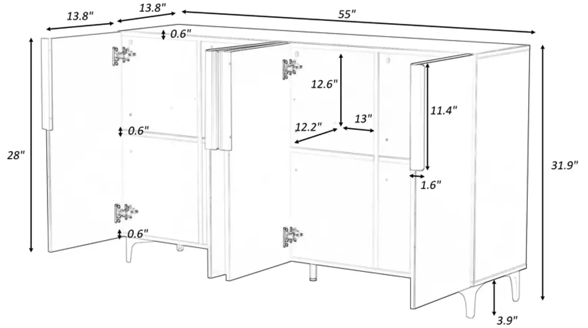 Merax Glossy Finish Light Luxury Storage Cabinet