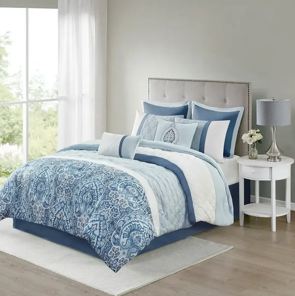 Gracie Mills Ronny 8-Piece Damask-Inspired Comforter Set