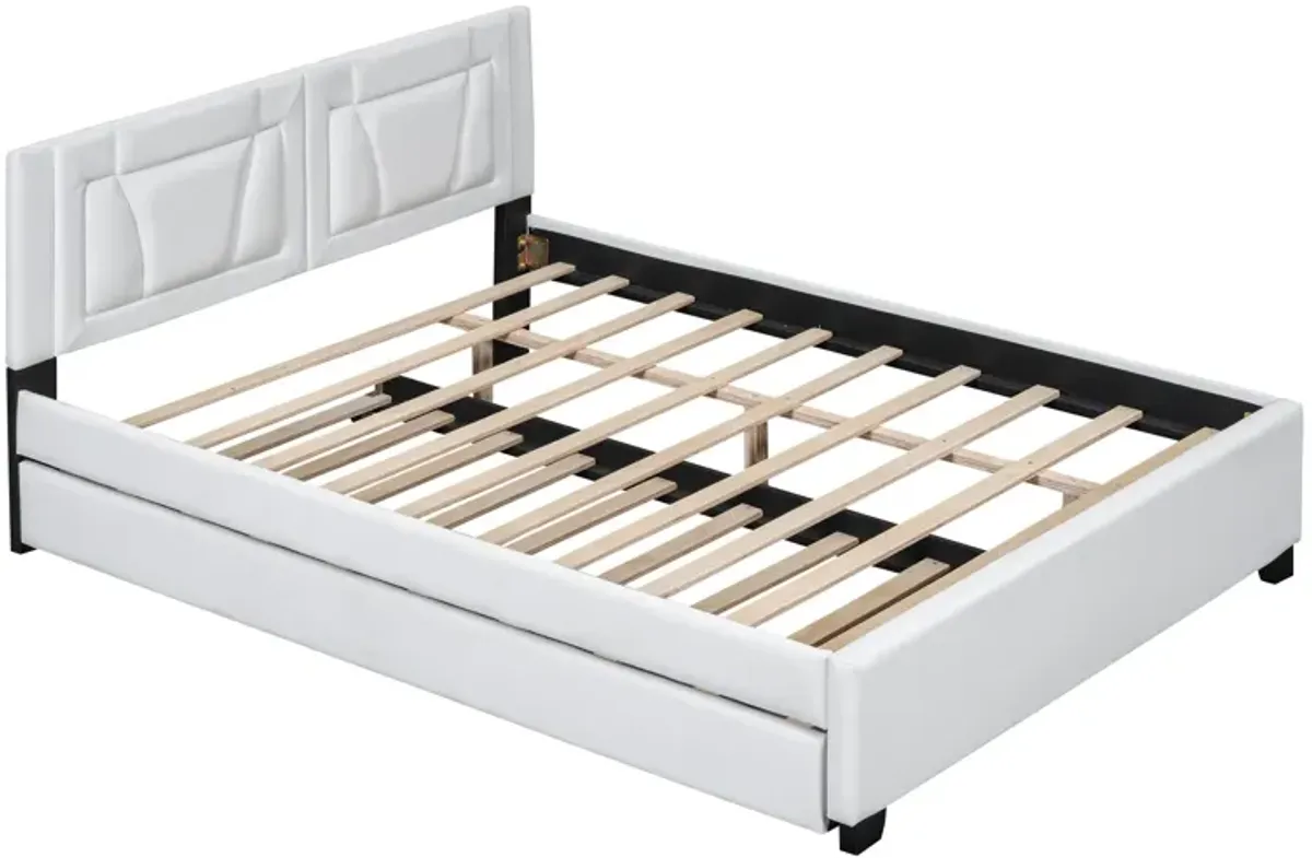 Merax PU Upholstered Platform Bed with Trundle