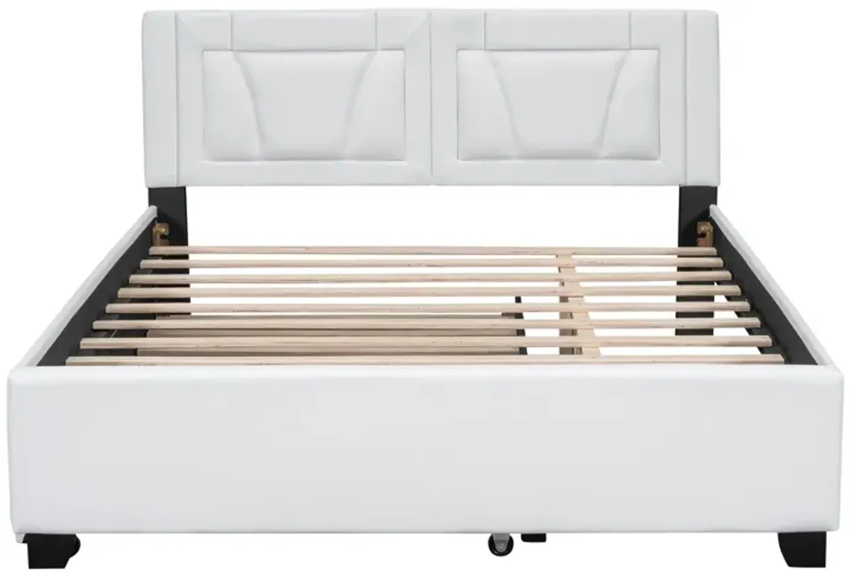 Merax PU Upholstered Platform Bed with Trundle