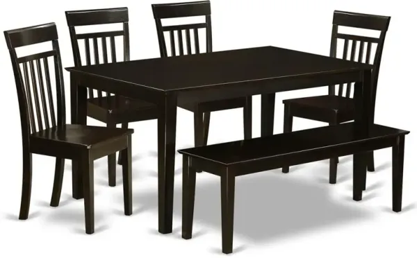 East West Furniture 6  PC  Kitchen  Table  with  bench  set-Kitchen  Table  and  4  Chairs  for  Kitchen  and  1  Bench
