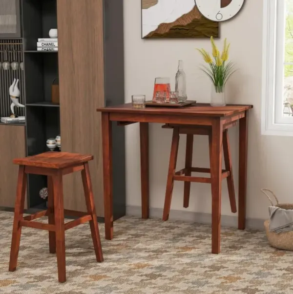 Hivvago 3-Piece Bar Table Set with Pub Table and 2 Saddle Stools