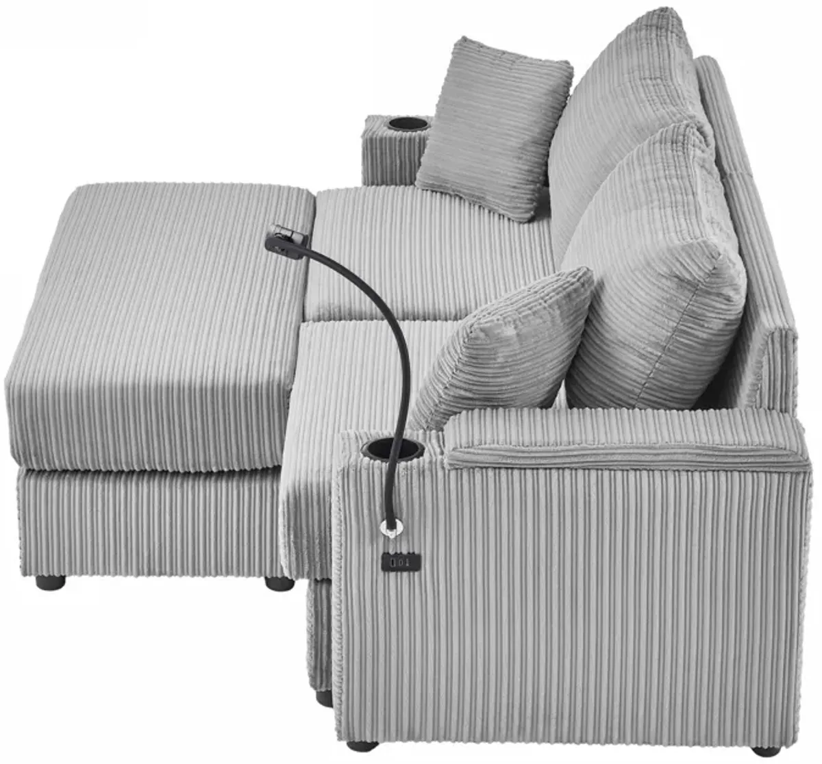 Merax Modern Loveseat Sofa with A Movable Ottoman