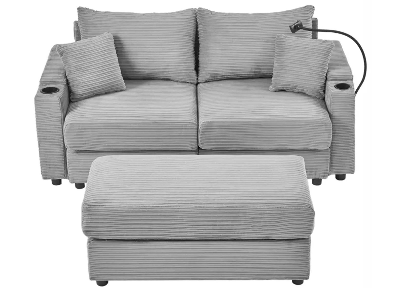 Merax Modern Loveseat Sofa with A Movable Ottoman