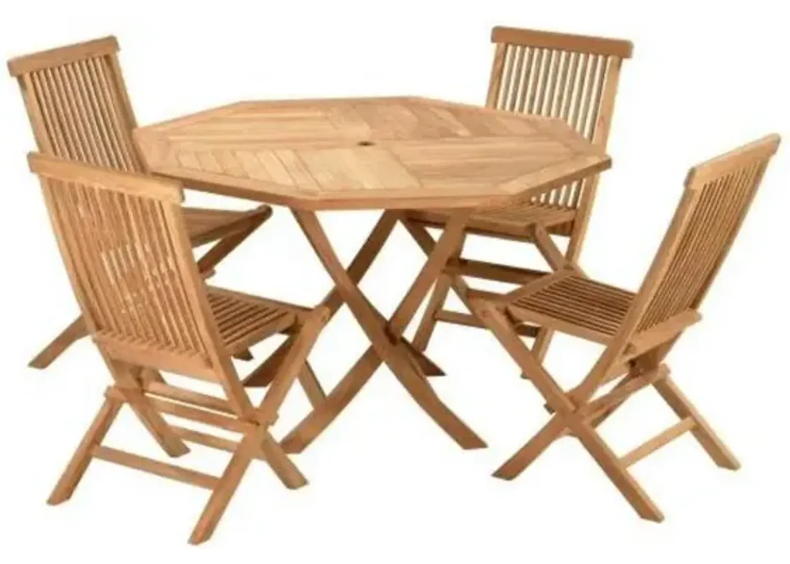 Teak Crestwood Octagonal Dining Set                   (1 table & 4 chairs)