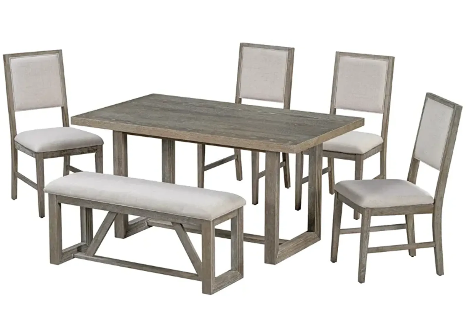 Merax 6-Piece Retro Wood Dining Set